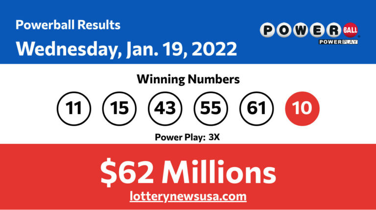 Powerball winning numbers for 01/19/22; Did anyone win the $62 millions jackpot? Powerball winning number for Wednesday, January 19, 2022
