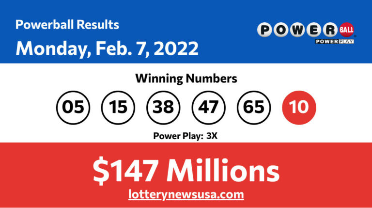 Powerball winning numbers for Monday, Feb. 7, 2022; jackpot worth $147 millions Powerball winning number for Monday, February 07, 2022
