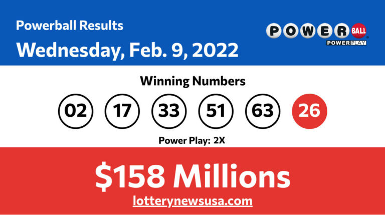 Powerball winning numbers for Wednesday, Feb. 9, 2022; jackpot worth $158 millions Powerball winning number for Wednesday, February 09, 2022