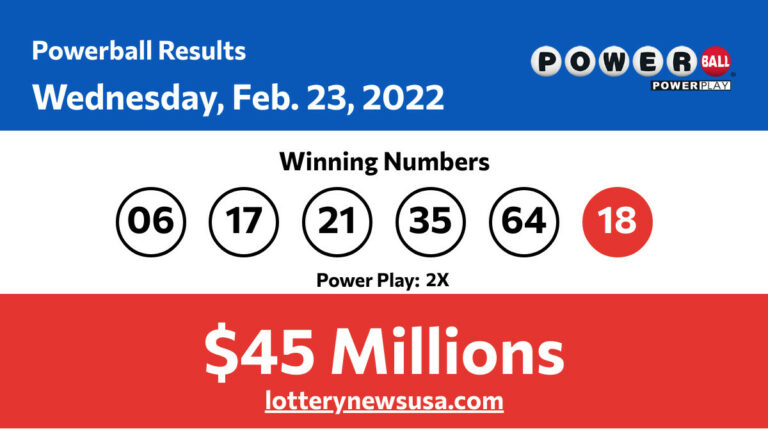 Powerball winning numbers for Wednesday, Feb. 23, 2022; jackpot worth $45 millions Powerball winning number for Wednesday, February 23, 2022
