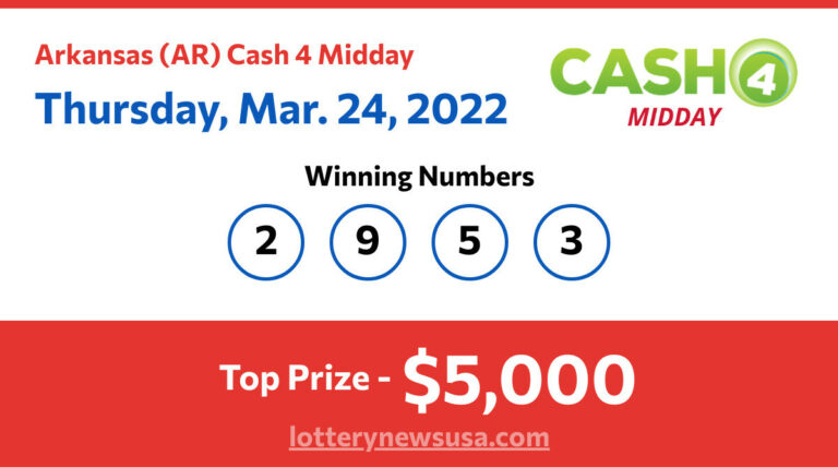 Cash 4 Midday winning number for Thursday, March 24, 2022