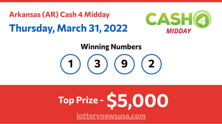 Cash 4 Midday winning number for Thursday, March 31, 2022