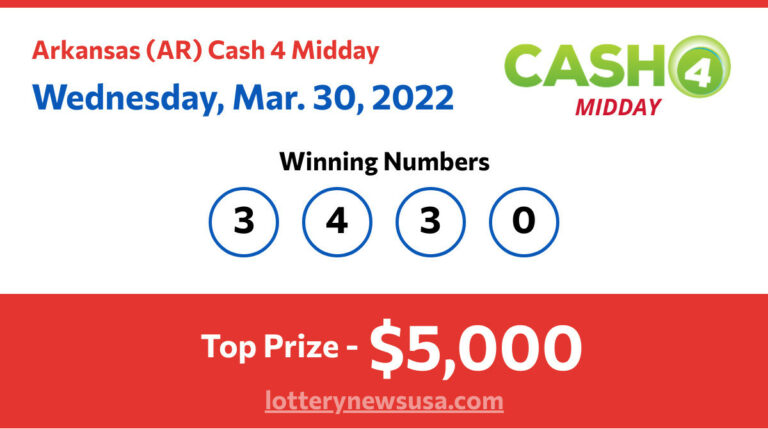 Cash 4 Midday winning number for Wednesday, March 30, 2022