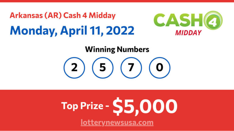 Cash 4 Midday winning number for Monday, April 11, 2022