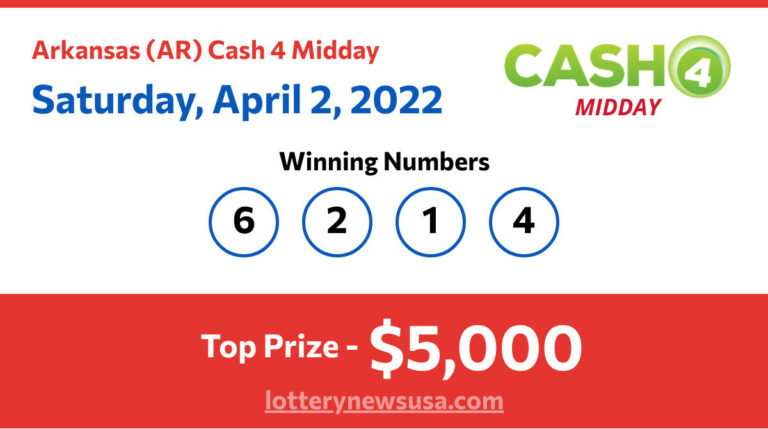 Cash 4 Midday winning number for Saturday, April 02, 2022