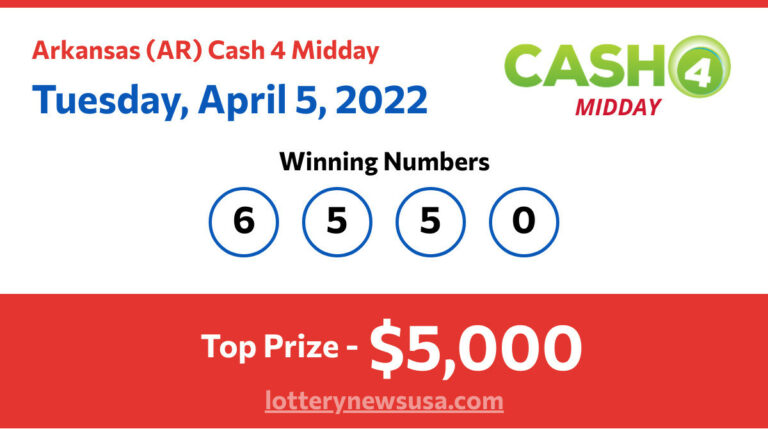 Cash 4 Midday winning number for Tuesday, April 05, 2022