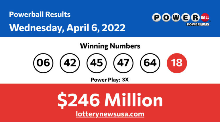 Powerball winning numbers for Wednesday, April 6, 2022; jackpot worth $246 million Powerball winning number for Wednesday, April 06, 2022