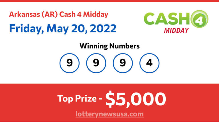 Cash 4 Midday winning number for Friday, May 20, 2022