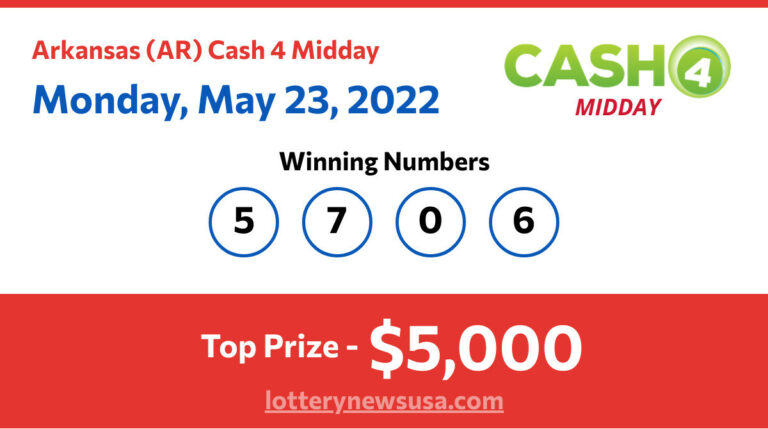 Cash 4 Midday winning number for Monday, May 23, 2022