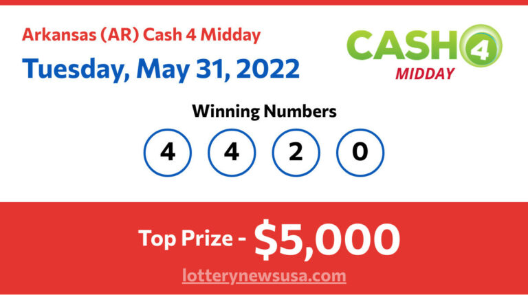 Cash 4 Midday winning number for Tuesday, May 31, 2022