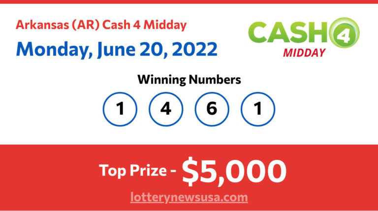 Cash 4 Midday winning number for Monday, June 20, 2022