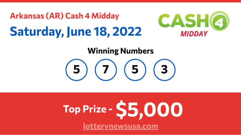 Cash 4 Midday winning number for Saturday, June 18, 2022