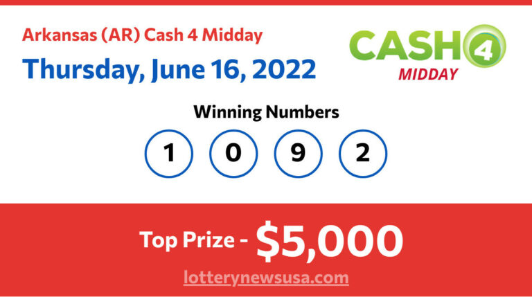 Cash 4 Midday winning number for Thursday, June 16, 2022