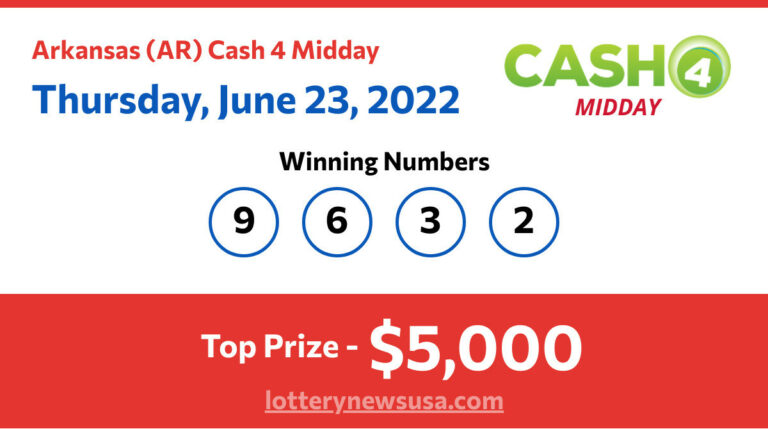Cash 4 Midday winning number for Thursday, June 23, 2022