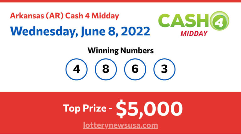 Cash 4 Midday winning number for Wednesday, June 08, 2022