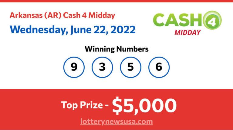 Cash 4 Midday winning number for Wednesday, June 22, 2022