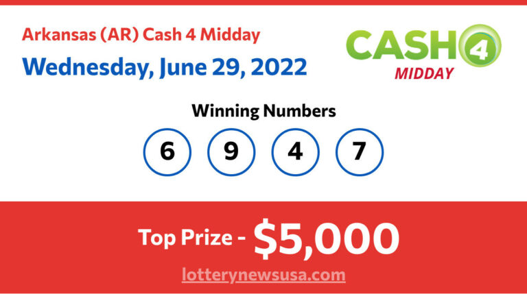 Cash 4 Midday winning number for Wednesday, June 29, 2022