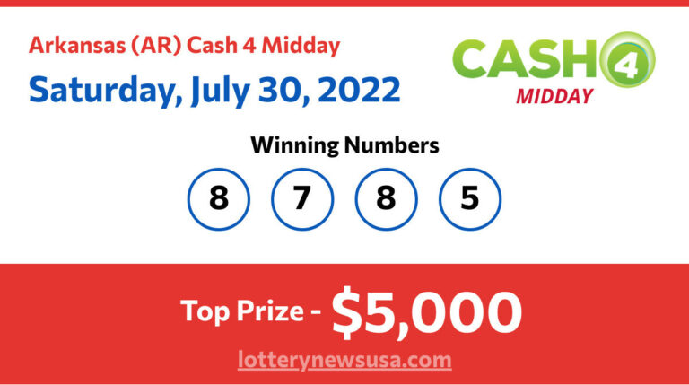 Cash 4 Midday winning number for Saturday, July 30, 2022