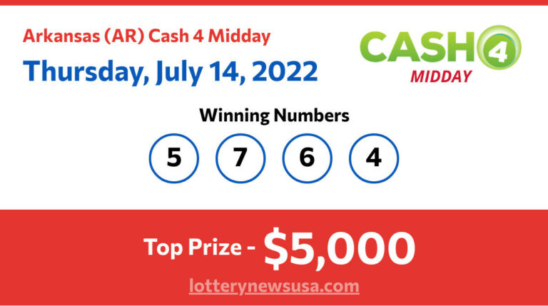 Cash 4 Midday winning number for Thursday, July 14, 2022