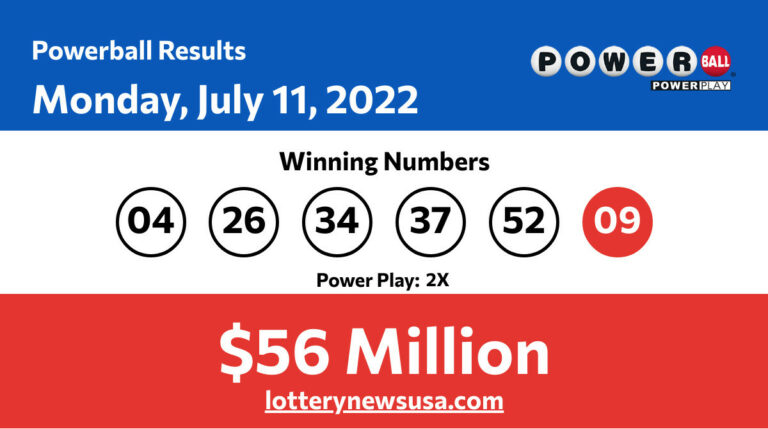 Powerball results for 07/11/22; Did anyone win the Powerball jackpot worth $56 million? Powerball winning number for Monday, July 11, 2022