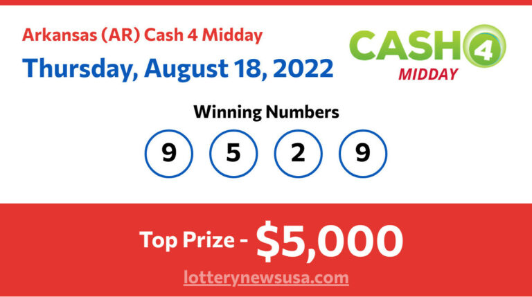 Cash 4 Midday winning number for Thursday, August 18, 2022