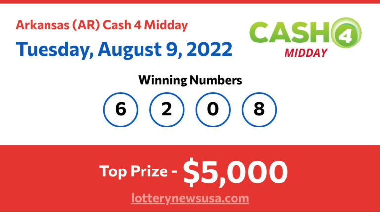 Cash 4 Midday winning number for Tuesday, August 09, 2022