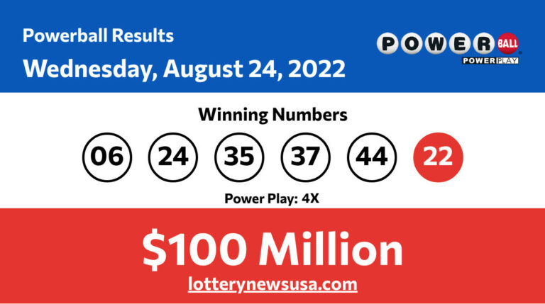 Powerball winning numbers for Wednesday, August 24, 2022; jackpot worth $100 million Powerball winning number for Wednesday, August 24, 2022
