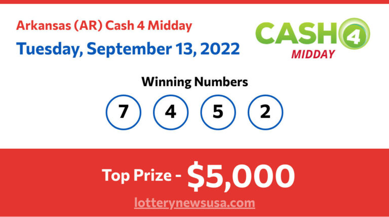 Cash 4 Midday winning number for Tuesday, September 13, 2022