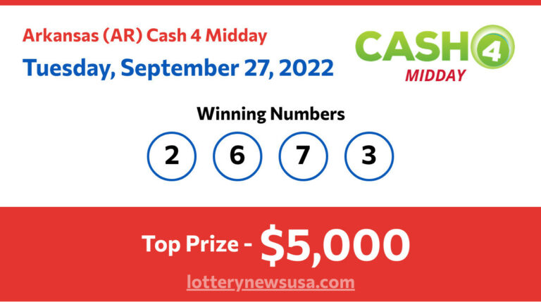 Cash 4 Midday winning number for Tuesday, September 27, 2022