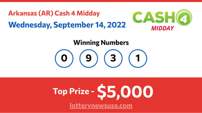 Cash 4 Midday winning number for Wednesday, September 14, 2022