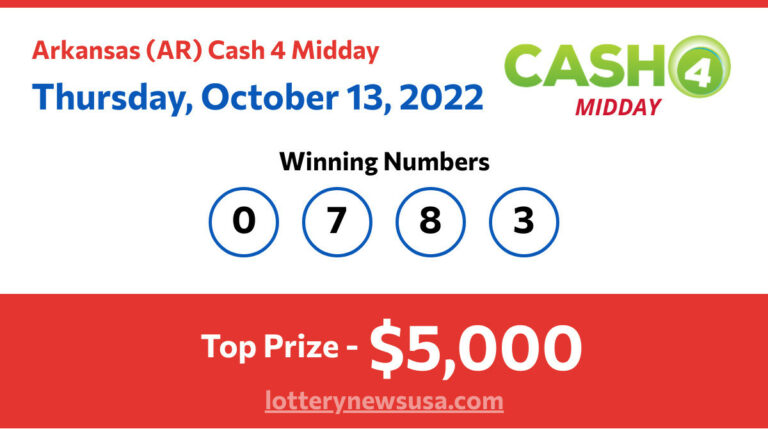 Cash 4 Midday winning number for Thursday, October 13, 2022