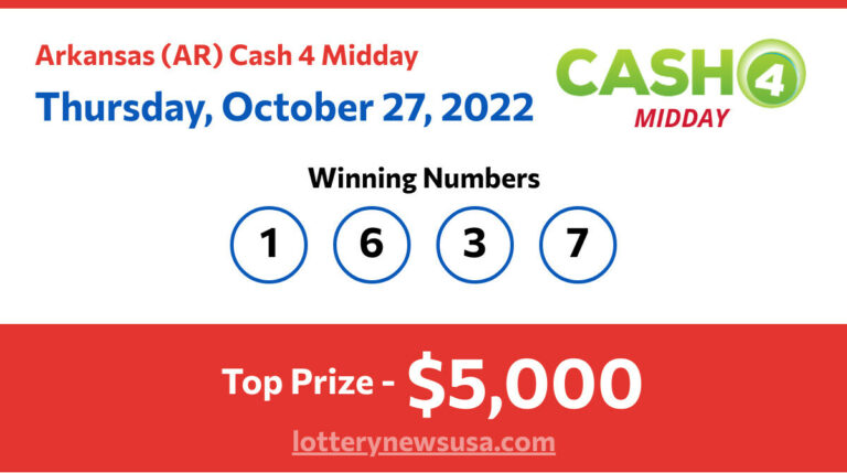 Cash 4 Midday winning number for Thursday, October 27, 2022