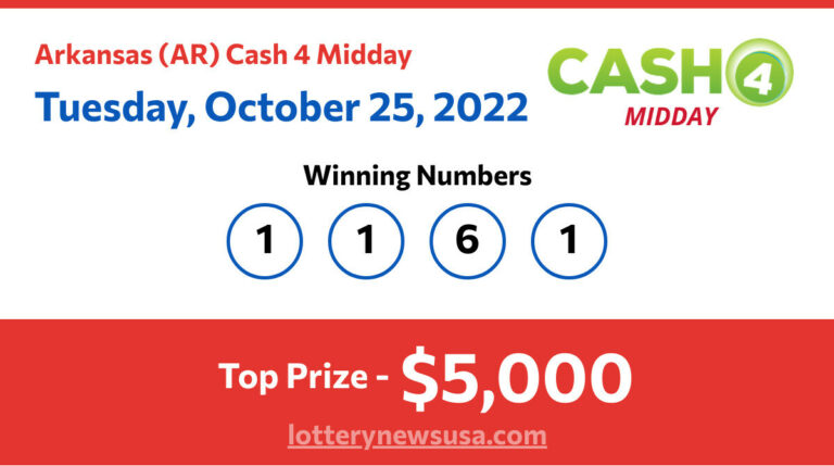 Cash 4 Midday winning number for Tuesday, October 25, 2022
