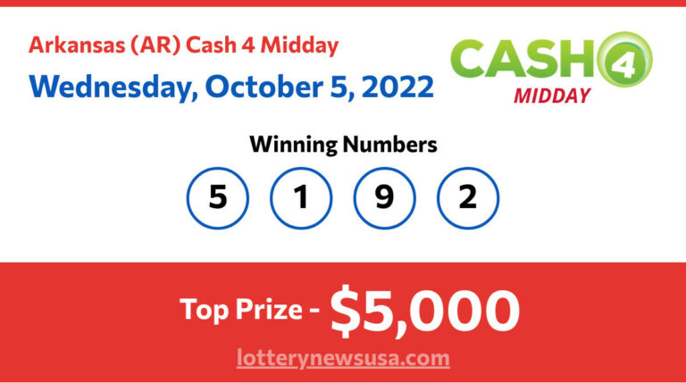 Cash 4 Midday winning number for Wednesday, October 05, 2022