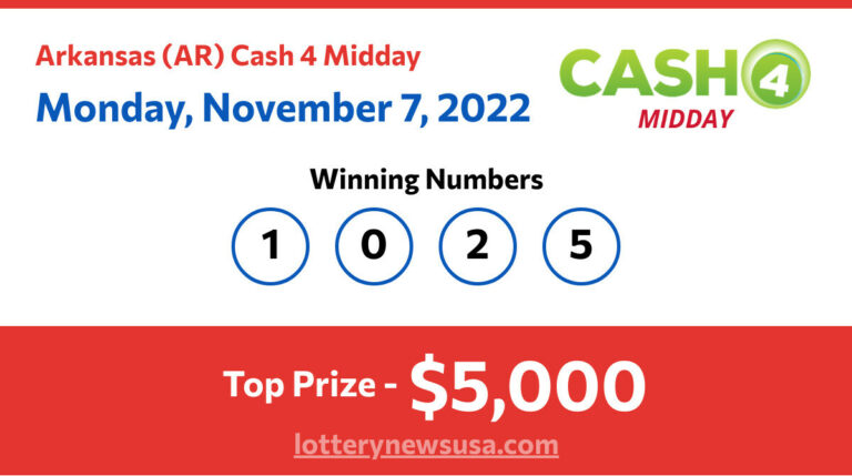 Cash 4 Midday winning number for Monday, November 07, 2022