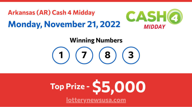 Cash 4 Midday winning number for Monday, November 21, 2022