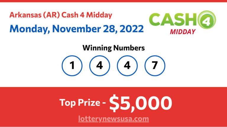 Cash 4 Midday winning number for Monday, November 28, 2022