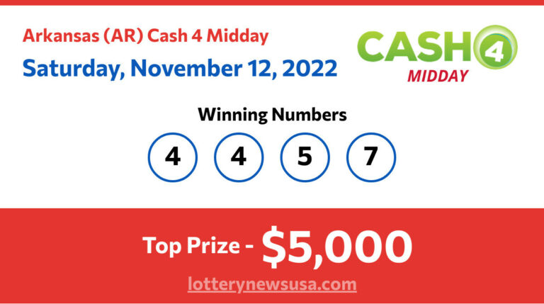 Cash 4 Midday winning number for Saturday, November 12, 2022