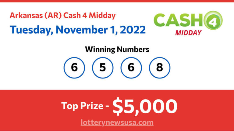 Cash 4 Midday winning number for Tuesday, November 01, 2022