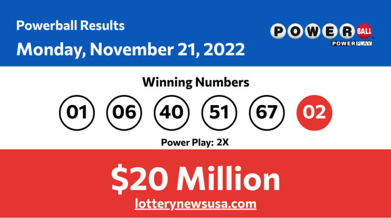 Powerball winning numbers for Monday, November 21, 2022; jackpot worth $20 million Powerball winning number for Monday, November 21, 2022