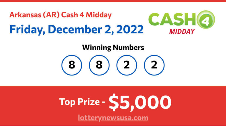 Cash 4 Midday winning number for Friday, December 02, 2022