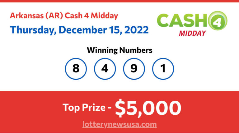 Cash 4 Midday winning number for Thursday, December 15, 2022