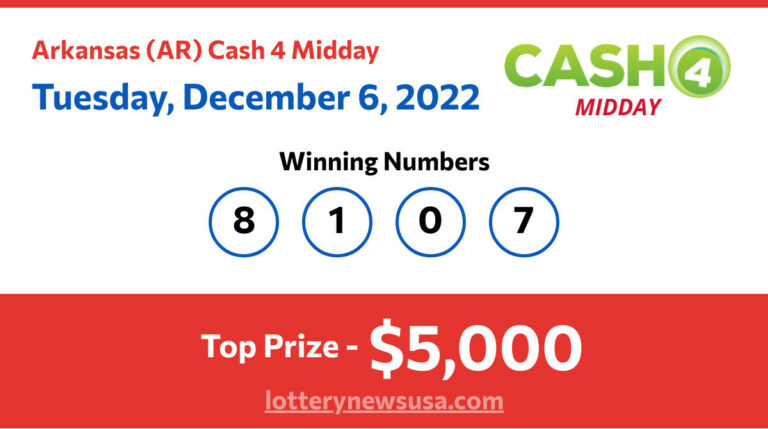 Cash 4 Midday winning number for Tuesday, December 06, 2022