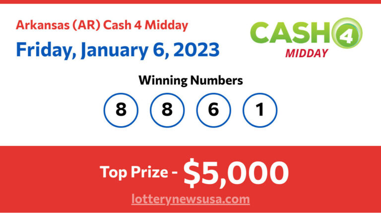 Cash 4 Midday winning number for Friday, January 06, 2023