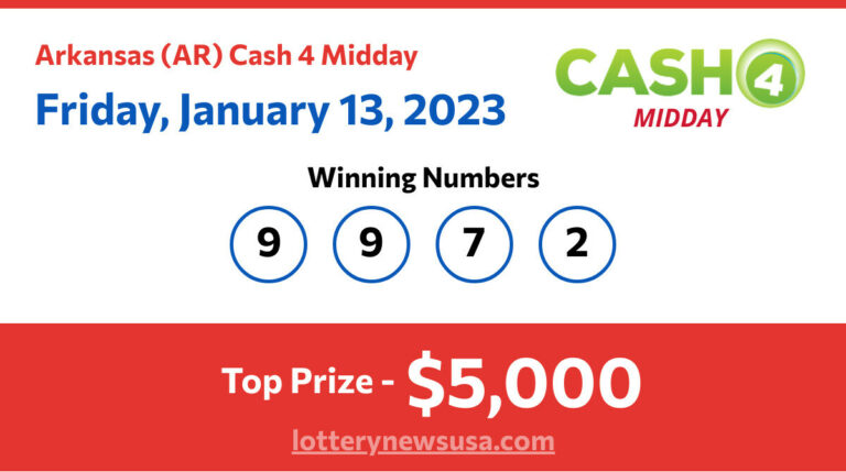 Cash 4 Midday winning number for Friday, January 13, 2023