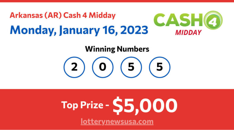 Cash 4 Midday winning number for Monday, January 16, 2023