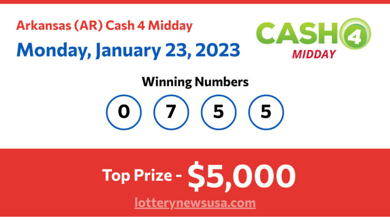 Cash 4 Midday winning number for Monday, January 23, 2023
