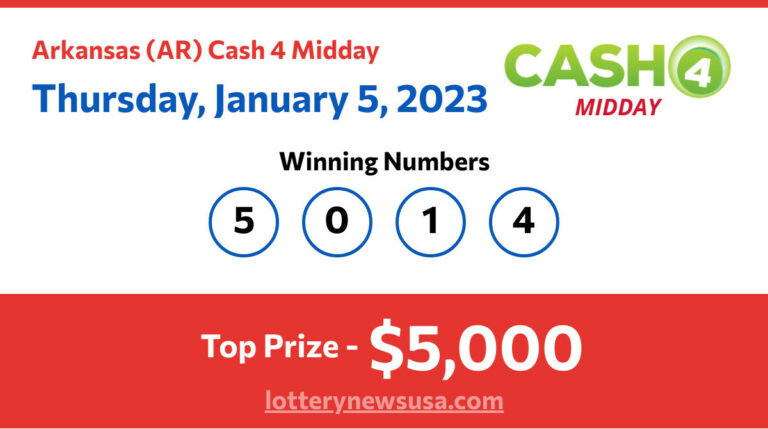 Cash 4 Midday winning number for Thursday, January 05, 2023