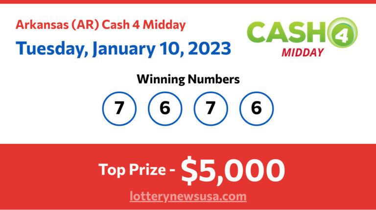 Cash 4 Midday winning number for Tuesday, January 10, 2023