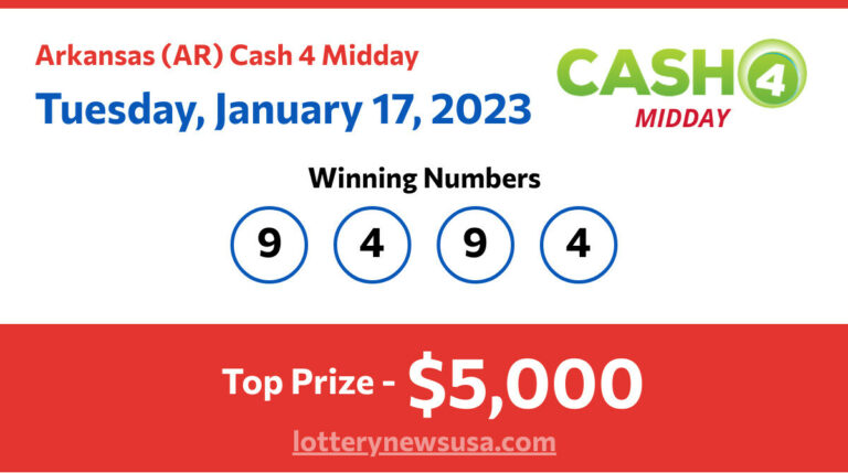 Cash 4 Midday winning number for Tuesday, January 17, 2023